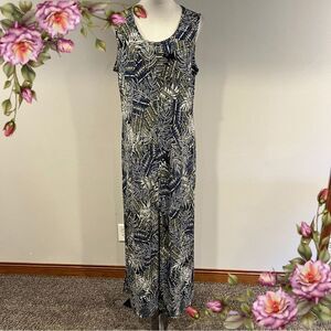 Tropical leaves Print sleeveless stretchy maxi dress size extra large